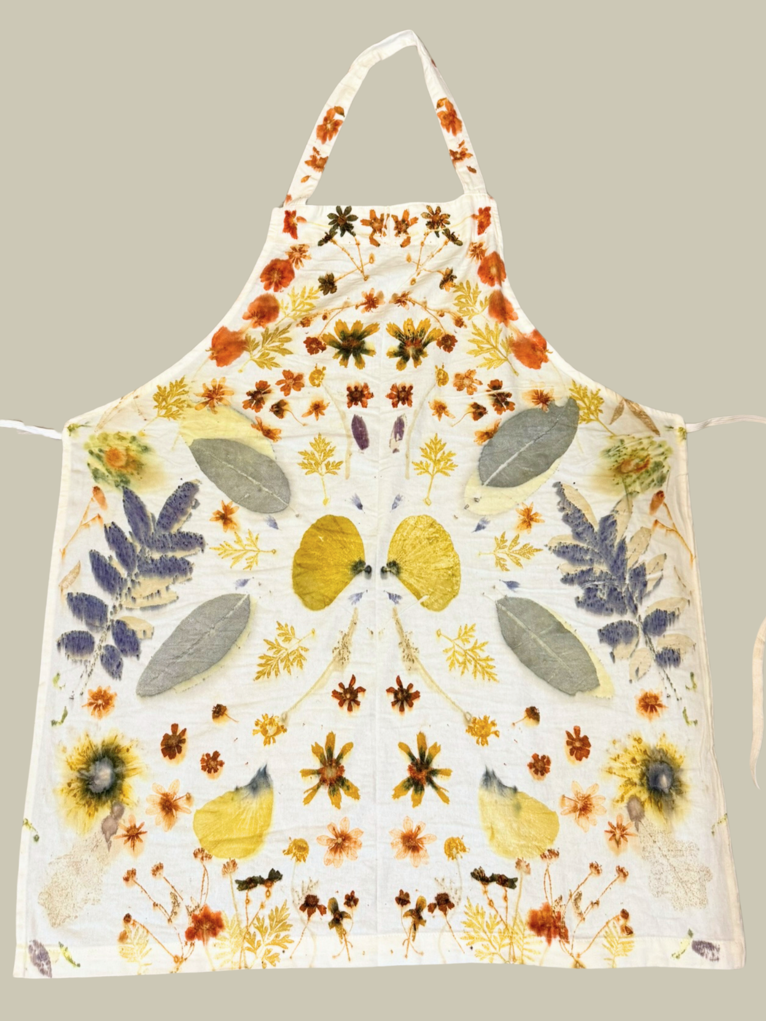 Ecoprint with Real Flowers & Leaves: Cotton Apron